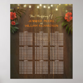 Póster Gráfico de Casamento das Flores Tropicais de Praia