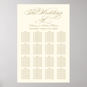 Póster Gráfico de Casamento de Caligrafia Dourada Elegan