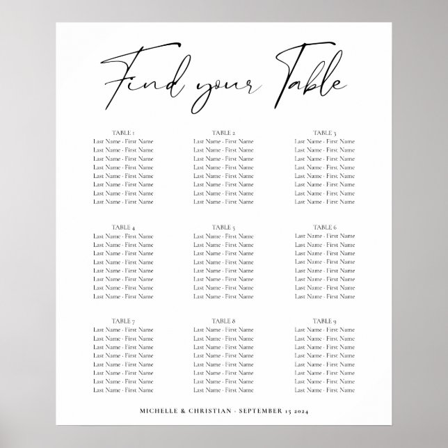 Poster Gráfico de Casamento de Caligrafia Mínima Moderna (Frente)