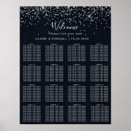 Poster Gráfico de Casamento de Caligrafia Silver Confetti