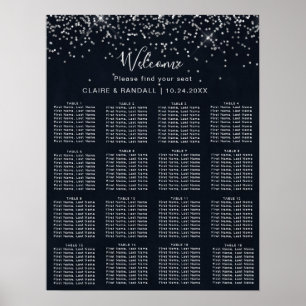 Poster Gráfico de Casamento de Caligrafia Silver Confetti