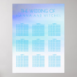 Poster Gráfico de Casamento de Casamento de Cores Azuis