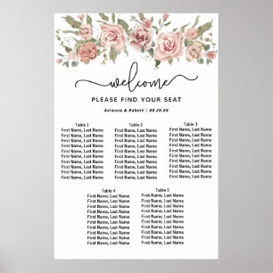 Poster Gráfico de Casamento de Casamento de Dusty Pink Ro