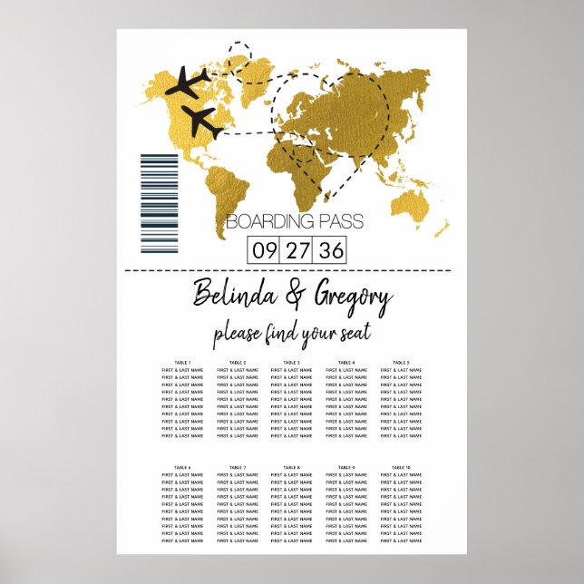 Poster Gráfico de Casamento de Casamento de Embarque de D (Frente)