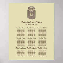 Poster Gráfico de Casamento de Casamento de Mason Jar Bur