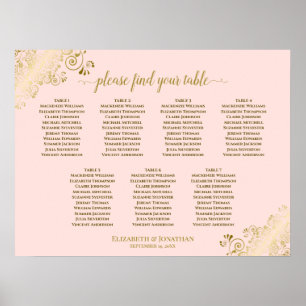 Poster Gráfico de Casamento de Casamento de Mesa Rosa-Blu