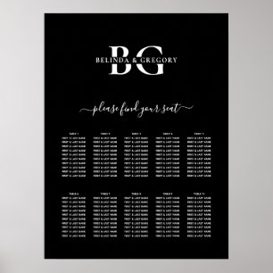 Poster Gráfico de Casamento de Casamento de Monograma Bra