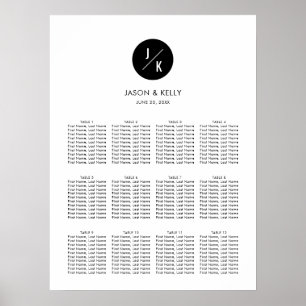 Póster Gráfico de Casamento de Casamento de Monogramas M