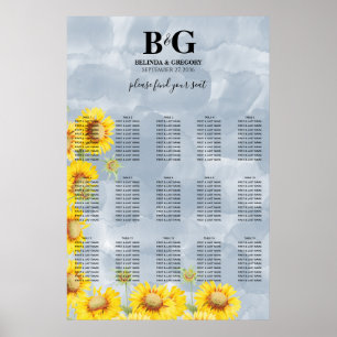 Poster Gráfico de Casamento de Casamentos de Girassóis