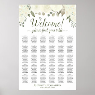 Poster Gráfico de Casamento de Casamentos de Rosas Branca