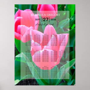 Poster Gráfico de Casamento de Casamentos de Tulipas Rosa