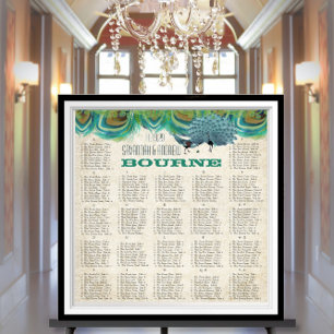 Póster Gráfico de Casamento de Casas de Penas de Peacock 