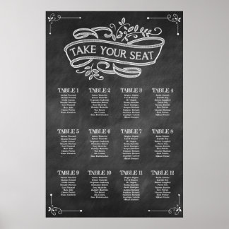 Poster Gráfico de Casamento de Chalkboard Leva seu assent