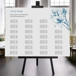 Póster Gráfico de Casamento de Contorno da Lily Azul