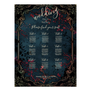 Póster Gráfico de Casamento de Elegância Gótica Vitoriana