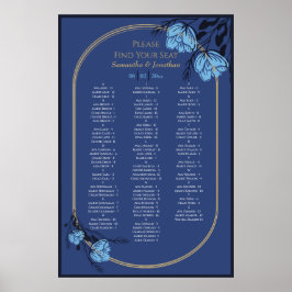 Poster Gráfico de Casamento de Flor Azul