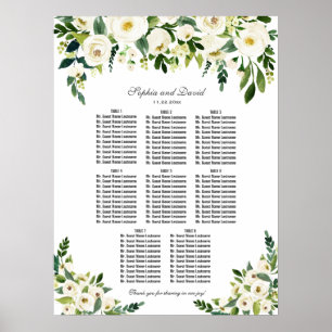 Poster Gráfico de Casamento de Flores Brancas Encantadora