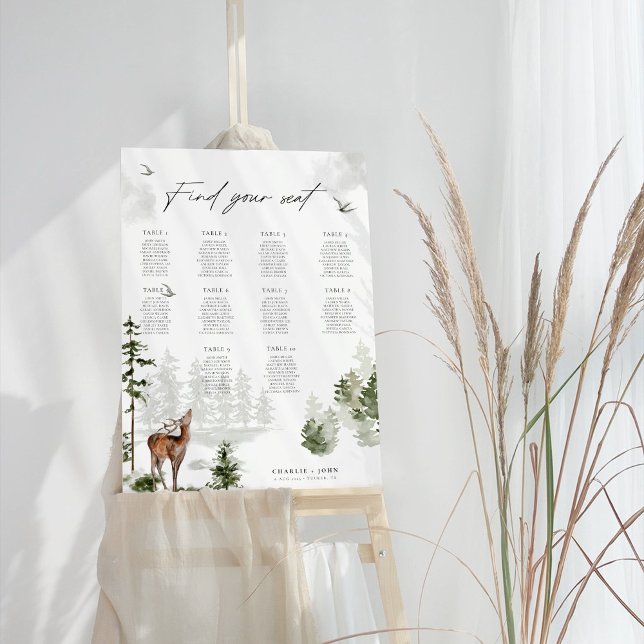 Poster Gráfico de Casamento de Florestas de Montanha Ever (Criador carregado)