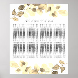 Poster Gráfico de Casamento de Folha Dourada Moderna