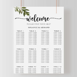 Poster Gráfico de Casamento de Folhas Verdes Botânicas