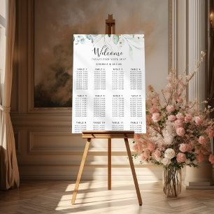 Poster Gráfico de Casamento de Folhas Verdes Douradas