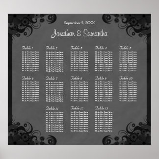 Póster Gráfico de Casamento de Mesas 13 Cinzas de Casamen