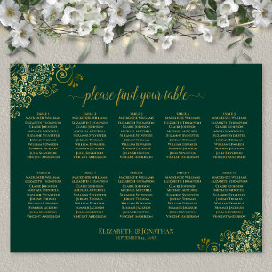 Poster Gráfico de Casamento de Mesas Emerald Green Dourad