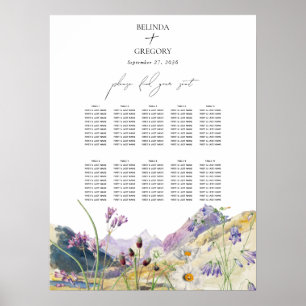 Poster Gráfico de Casamento de Montanha de Flores Selvage