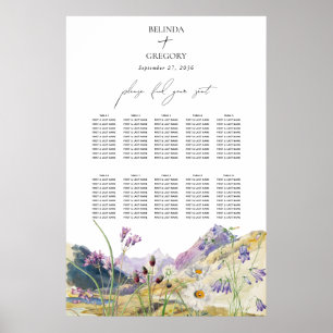 Poster Gráfico de Casamento de Montanha de Flores Selvage