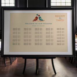 Poster Gráfico de Casamento de Pássaros de Amor