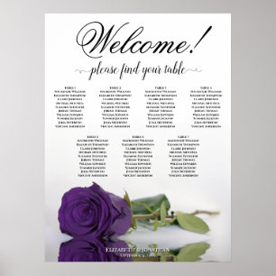 Poster Gráfico de Casamento de Rosa Roxo-Real Mesa da