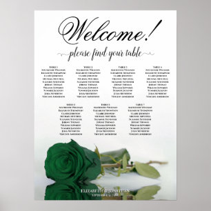 Poster Gráfico de Casamento de Rosa Verde Emerald Mesa