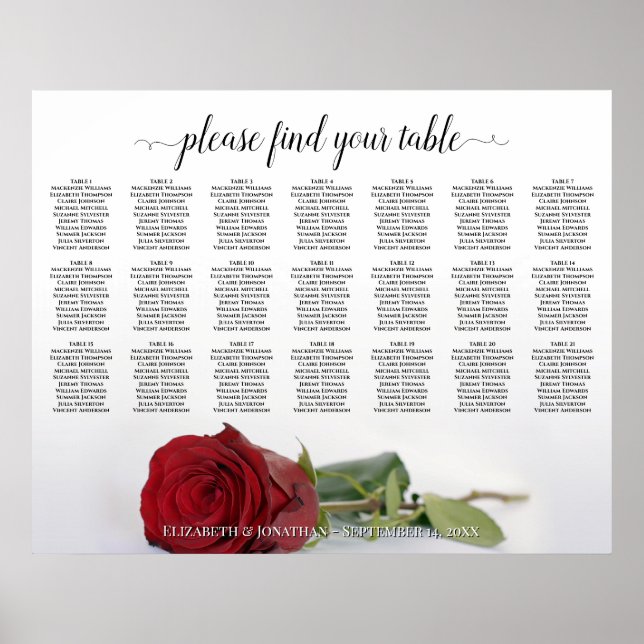 Poster Gráfico de Casamento de Rosa vermelha Bonito 21 (Frente)