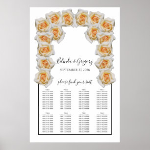 Poster Gráfico de Casamento de Rosas Laranja
