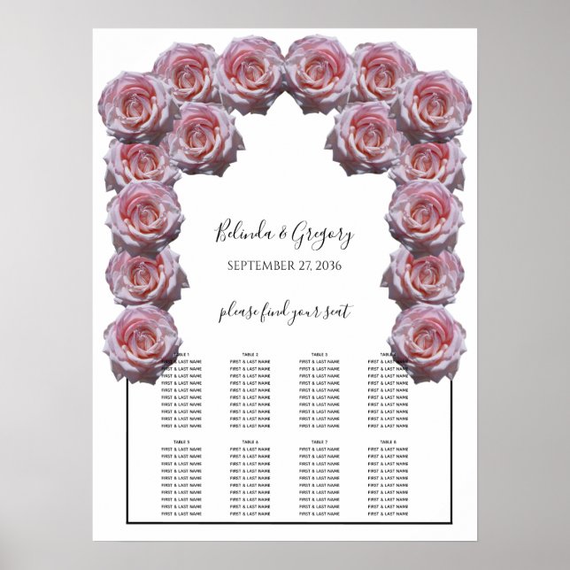Poster Gráfico de Casamento de Rosas rosas claro (Frente)