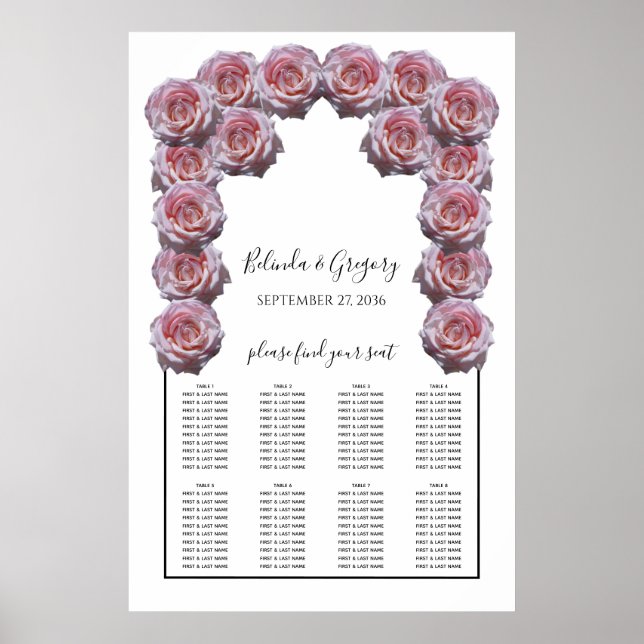 Poster Gráfico de Casamento de Rosas rosas claro (Frente)