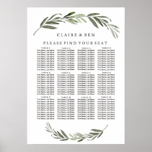 Póster Gráfico de Casamento de Wreath Verde