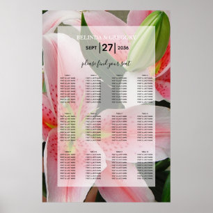 Poster Gráfico de Casamento dos Lírios Orientais Elegan