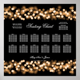 Póster Gráfico de Casamento Dourado Glam Hollywood