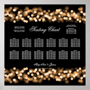 Póster Gráfico de Casamento Dourado Glam Hollywood