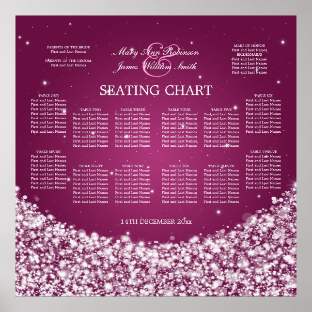 Póster Gráfico de Casamento Elegante - Berry Sparkle (Frente)