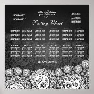 Póster Gráfico de Casamento Elegante Paisley Lace Black