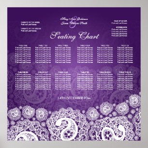 Póster Gráfico de Casamento Elegante Paisley Lace Purple