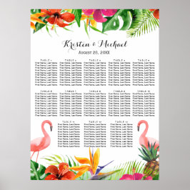 Póster Gráfico de Casamento | Flamingo Tropical