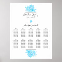 Gráfico de Casamento Floral de Cor Azul