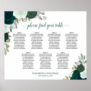 Poster Gráfico de Casamento Floral de Emerald Green Mesa