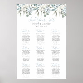 Poster Gráfico de Casamento floral floral de poeira azul
