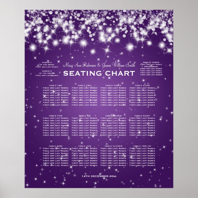 Póster Gráfico de Casamento Gráfico de Inverso Roxo de In (Frente)