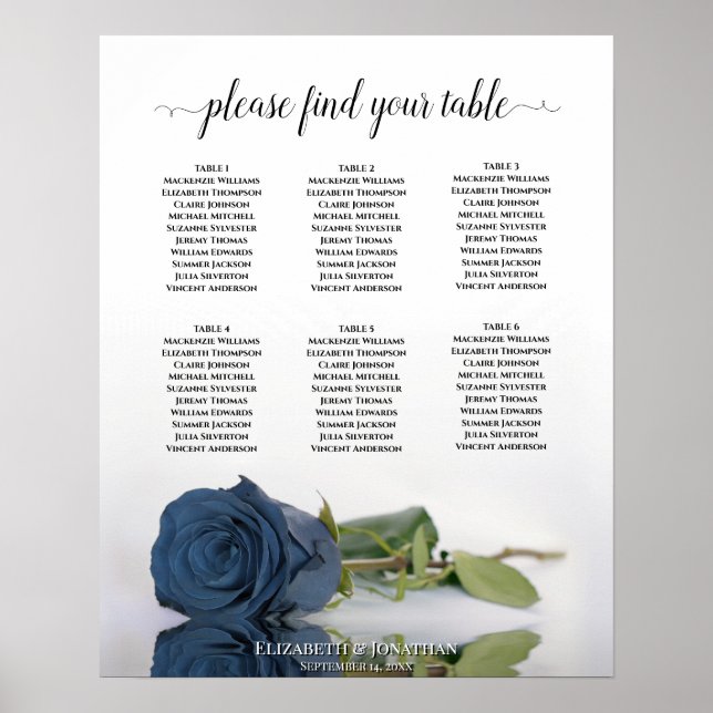 Poster Gráfico de Casamento Mesa de Casamento de Aço Azul (Frente)