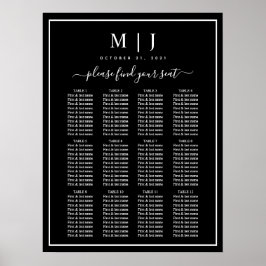 Poster Gráfico de Casamento Minimalista Negro e Branco